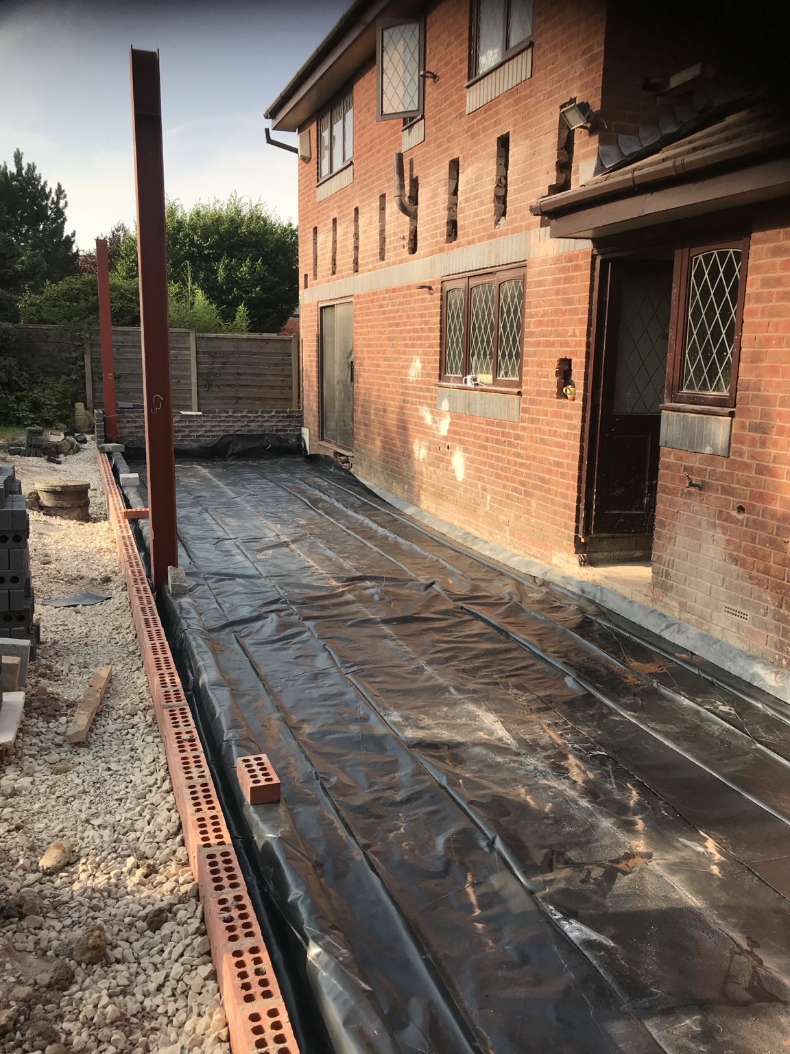 Ground preparation and extension footprint — Rear Double Extension, Ellenbrook, Worsley