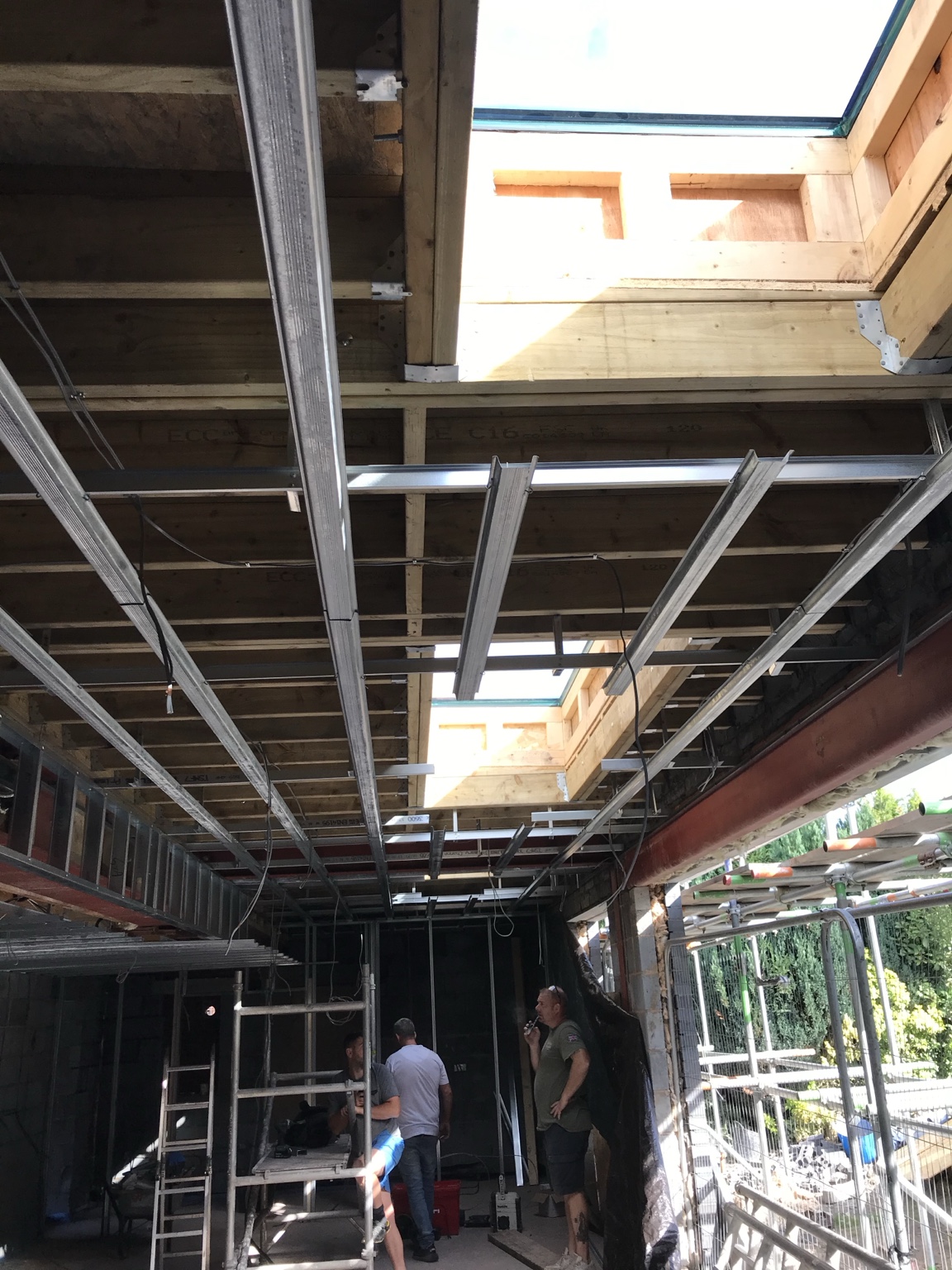 Ceiling and structural steelwork within the extension — Rear Double Extension, Ellenbrook, Worsley
