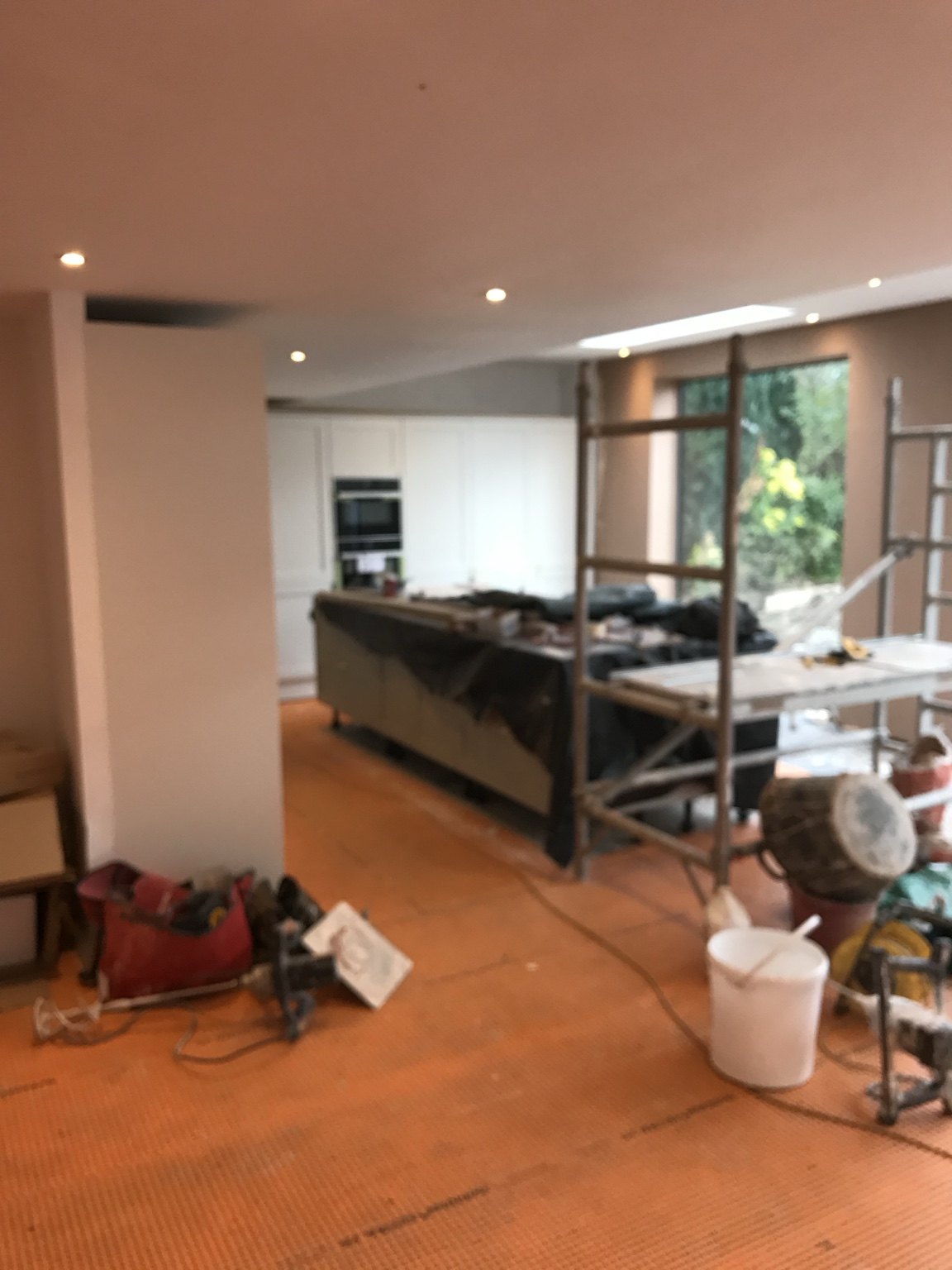 Kitchen and floor preparation during the interior fit-out — Rear Double Extension, Ellenbrook, Worsley