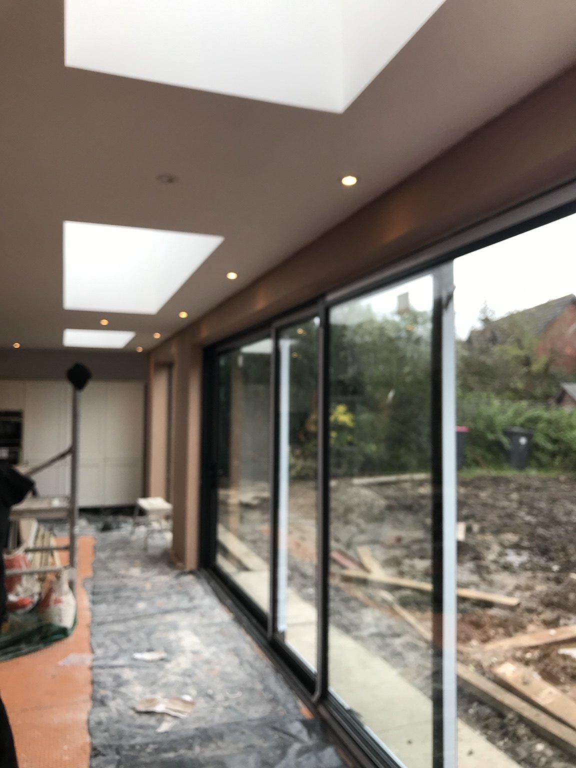 Glazed rear elevation and rooflights inside the extension — Rear Double Extension, Ellenbrook, Worsley