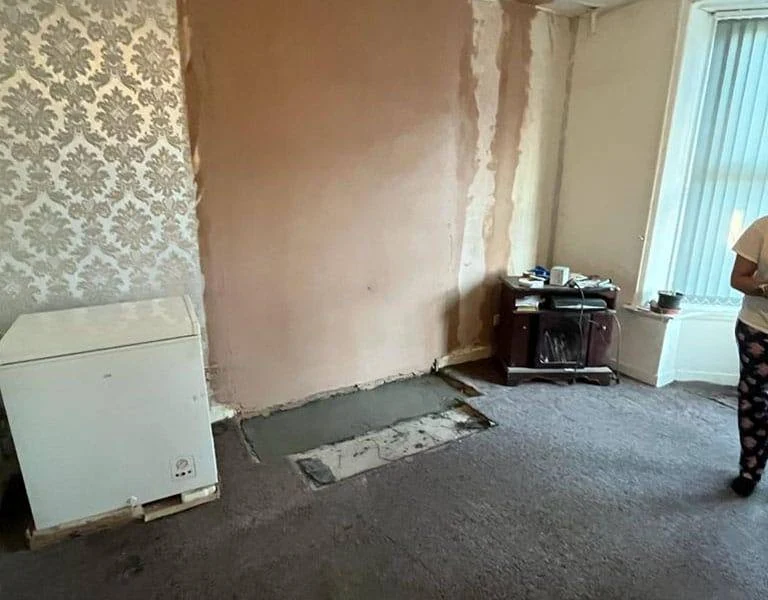 Wall made good following chimney breast removal